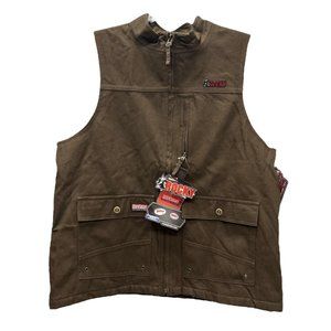 Rocky Boot Vest Men's L Waterproof Rugged Brown Canvas Lined Full Zip *NEW*